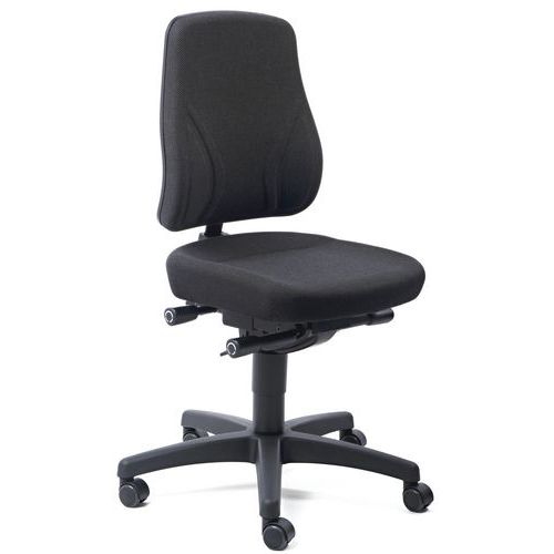 Pracovní židle Bimos All In One 9633 s kolečky, bez podnožky, látkový sedák, nízké opěradlo, černá