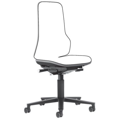 Rám pracovní antistatické ESD židle Neon Bimos 9563E s permanentním kontaktem, na kolečkách,  šedá/šedá