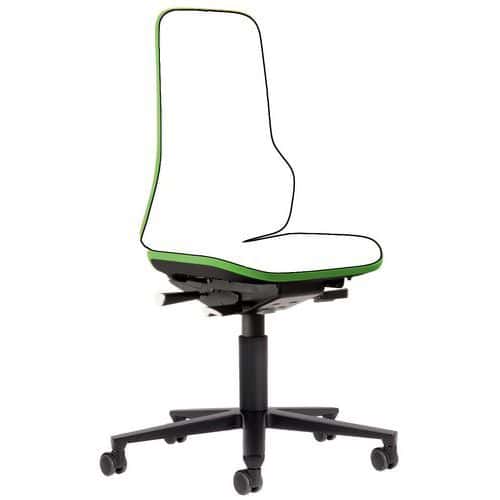 Rám pracovní antistatické ESD židle Neon Bimos 9563E s permanentním kontaktem, na kolečkách,  šedá/zelená
