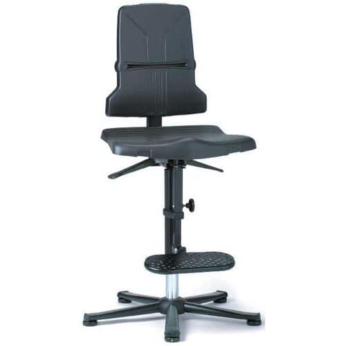 Rám pro pracovní antistatické ESD židle Bimos Sintec 9801E s nožní opěrkou, permanentní kontakt, kluzáky , šedá, hmotnost židle 18 kg