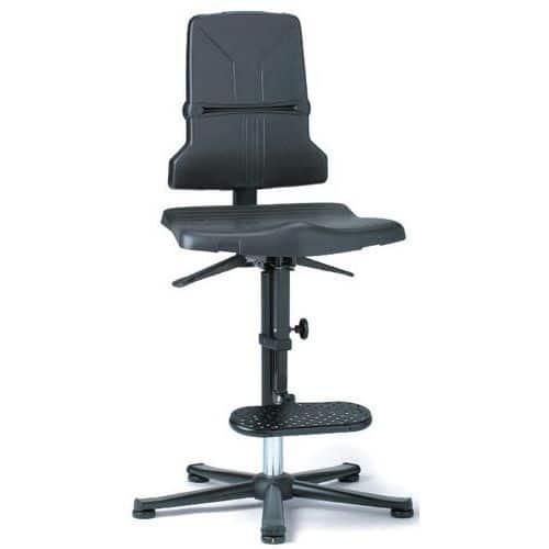 Rám pro pracovní antistatické ESD židle Bimos Sintec 9801E s nožní opěrkou, permanentní kontakt, kluzáky , šedá, hmotnost židle 17 kg