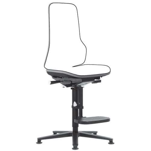 Rám pracovní antistatické  ESD židle Neon Bimos 9571E, synchronní mechanismus, kluzáky s podnožkou, šedá