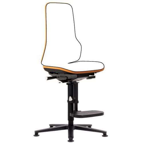 Rám pracovní antistatické  ESD židle Neon Bimos 9571E, synchronní mechanismus, kluzáky s podnožkou, oranžová