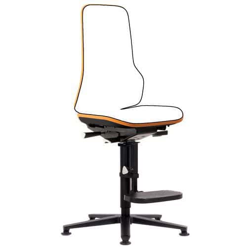 Pracovní antistatická ESD židle Bimos Neon 9571E s kluzáky, s podnožkou, synchronní mechanismus, šedá/oranžová