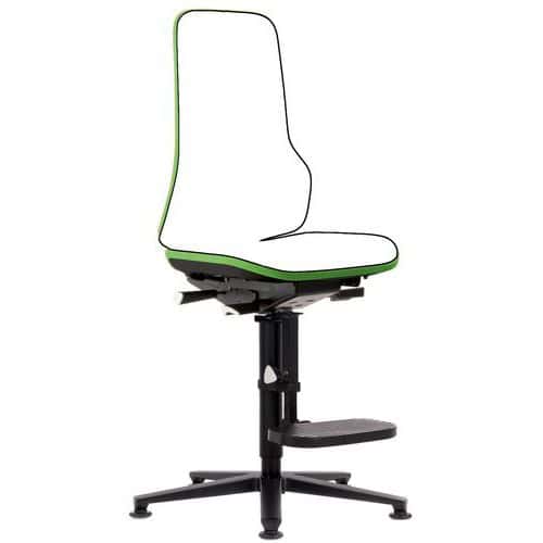 Pracovní antistatická ESD židle Bimos Neon 9571E s kluzáky, s podnožkou, synchronní mechanismus, šedá/zelená