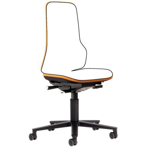 Rám pracovní antistatické ESD židle Neon Bimos 9573E, synchronní mechanismus, na kolečkách, šedá/oranžová