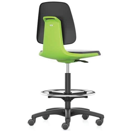 Pracovní židle Bimos Labsit 9125 s funkcí Flex 3D, potah Supertec, s podnožkou, plastový kříž, zelená/antracit