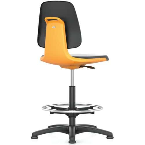 Pracovní židle Bimos Labsit 9121 s kluzáky, s podnožkou, koženka, oranžová/antracit