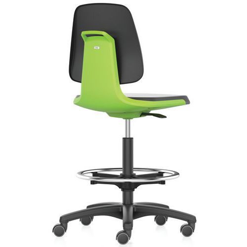 Pracovní židle Bimos Labsit 9125 s funkcí Flex 3D, koženka, s podnožkou, plastový kříž, zelená/antracit
