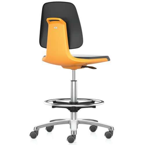 Pracovní židle Bimos Labsit 9125 s funkcí Flex 3D, látka, s podnožkou, hliníkový kříž, oranžová/antracit