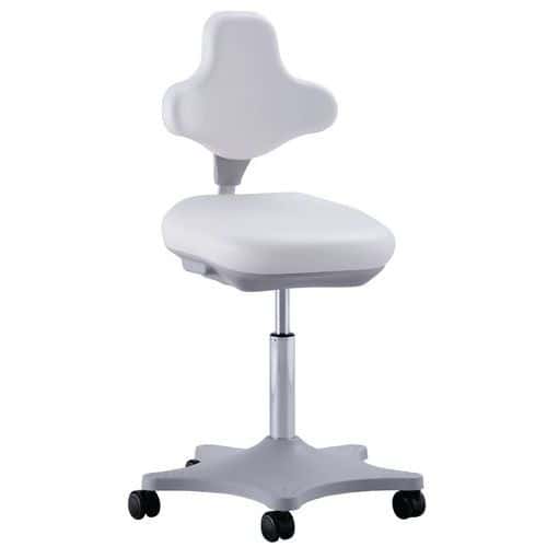 Pracovní žídle Bimos Labster 9103 s kolečky, bez podnožky, koženka, bílá/šedá