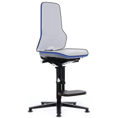 Rám dílenské židle Bimos Neon 3 s opěradlem a podnožkou, synchronní mechanismus, šedá