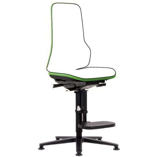 Rám dílenské židle Neon Bimos 9571,synchronní mechanismus, s podnožkou, kluzáky, modrá/zelená