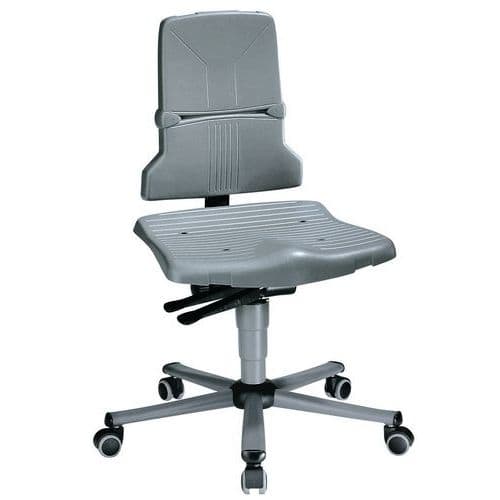 Dílenská židle Bimos Sintec 9823 s podnožkou, s kolečky, synchronní mechanismus, modrá
