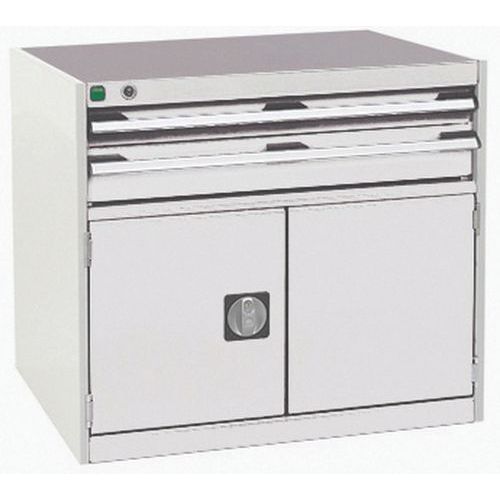 Dílenská zásuvková skříň Bott Cubio, 70 x 80 x 75 cm, 2 zásuvky, 1 skříňka, šedá-šedá