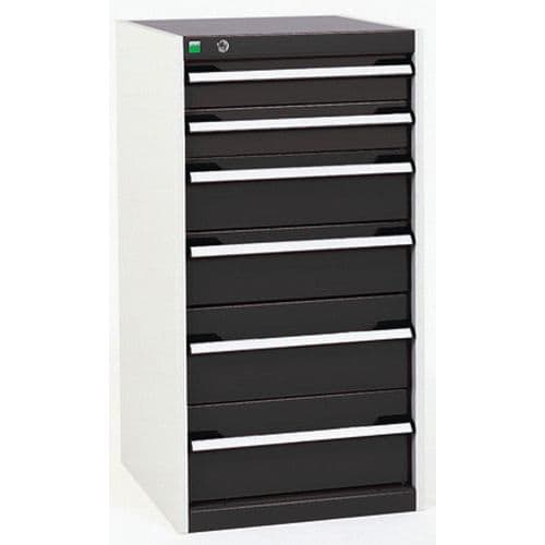 Dílenská zásuvková skříň Bott Cubio, 100 x 52,5 x 65 cm, 6 zásuvek, šedá-antracit