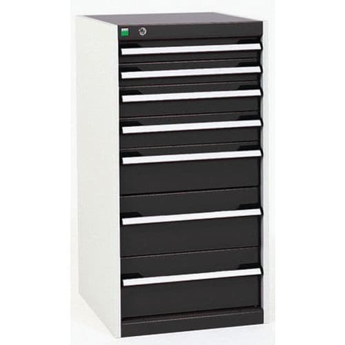 Dílenská zásuvková skříň Bott Cubio, 100 x 52,5 x 65 cm, 7 zásuvek, šedá-antracit