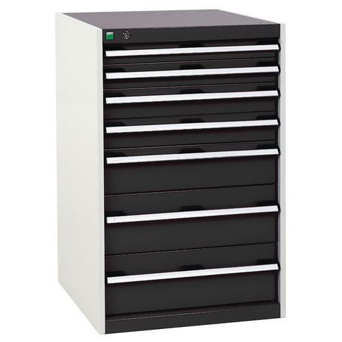 Dílenská zásuvková skříň Bott Cubio, 100 x 65 x 52,5 cm, 7 zásuvek, šedá-antracit