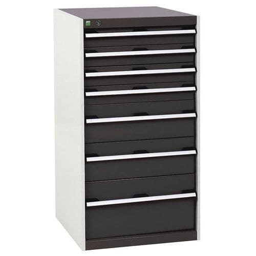 Dílenská zásuvková skříň Bott Cubio, 120 x 65 x 52,5 cm, 7 zásuvek, šedá-antracit