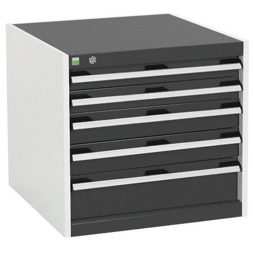 Dílenská zásuvková skříň Bott Cubio, 60 x 65 x 52,5 cm, 5 zásuvek, šedá-antracit