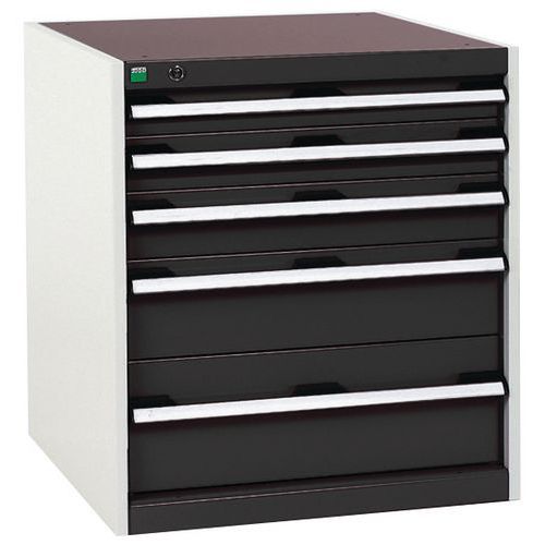 Dílenská zásuvková skříň Bott Cubio, 70 x 65 x 52,5 cm, 5 zásuvek, šedá-antracit