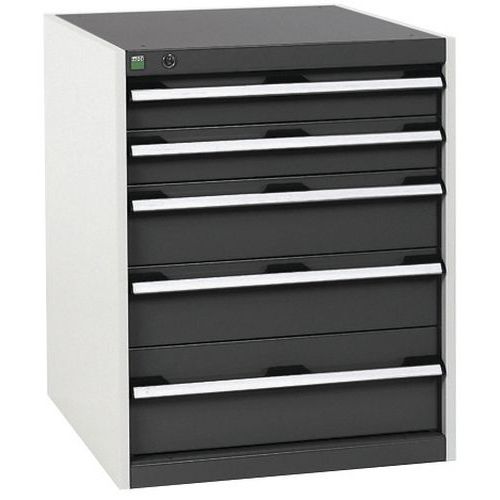 Dílenská zásuvková skříň Bott Cubio, 80 x 65 x 52,5 cm, 5 zásuvek, šedá-antracit