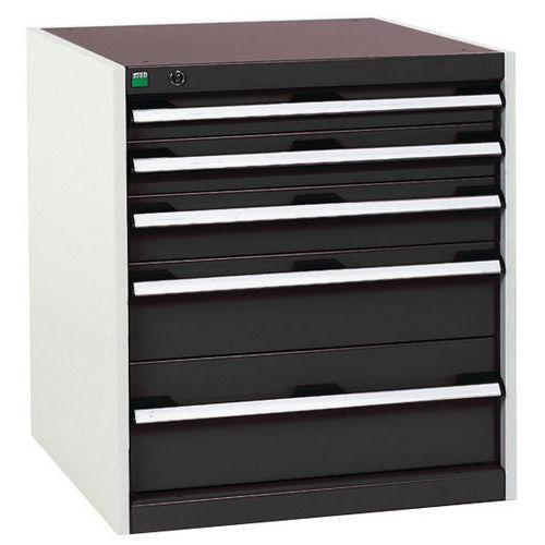 Dílenská zásuvková skříň Bott Cubio, 70 x 65 x 65 cm, 5 zásuvek, šedá-antracit