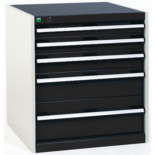 Dílenská zásuvková skříň Bott Cubio, 70 x 65 x 75 cm, 5 zásuvek, šedá-antracit