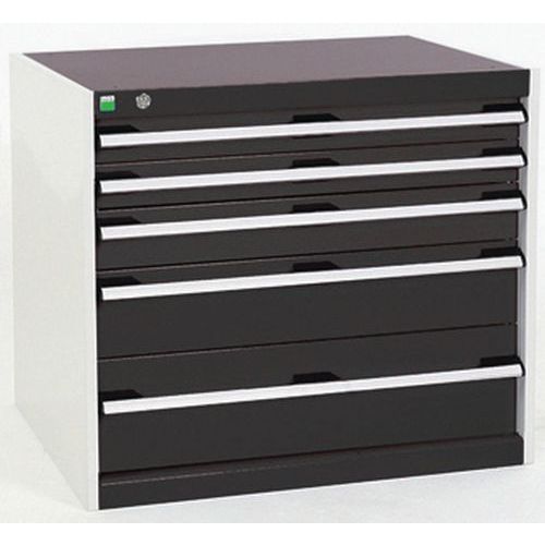 Dílenská zásuvková skříň Bott Cubio, 70 x 80 x 52,5 cm, 5 zásuvek, šedá-antracit