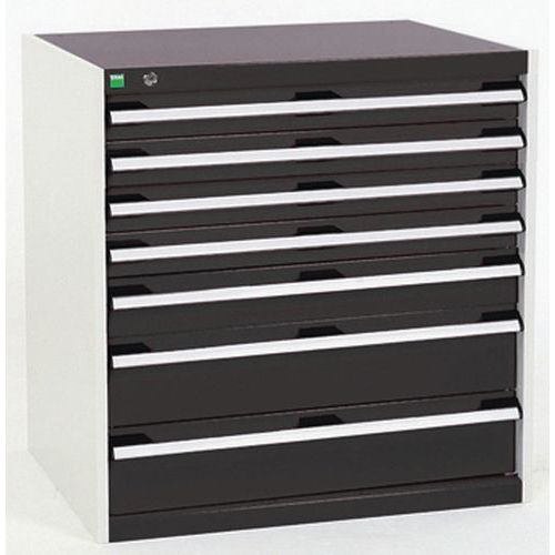 Dílenská zásuvková skříň Bott Cubio, 80 x 80 x 52,5 cm, 7 zásuvek, šedá-antracit