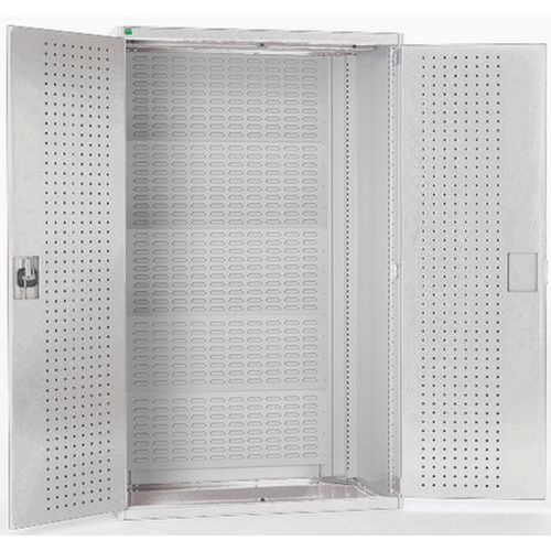 Dílenská skříň s perfo panely pro držáky na boxy/nářadí, 120 x 105 x 65 cm, šedá-šedá