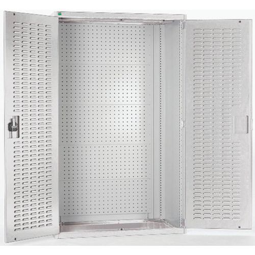 Dílenské skříně s perfo panely pro držáky na nářadí/boxy, 120 x 105 x 65 cm, šedá-šedá