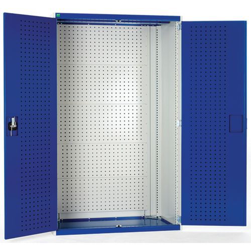 Dílenská skříň s perfo panely pro držáky na nářadí/nářadí, 120 x 105 x 65 cm, šedá-modrá