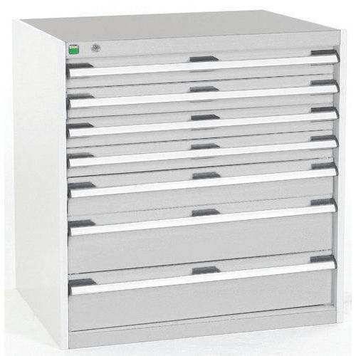 Dílenská zásuvková skříň Bott Cubio, 80 x 80 x 65 cm, 7 zásuvek, šedá-šedá