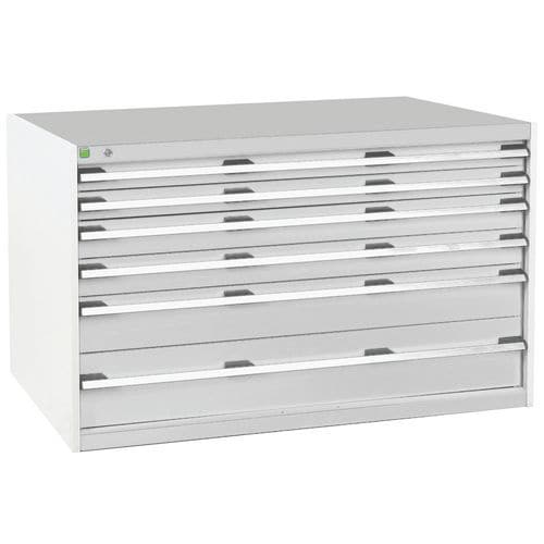 Dílenská zásuvková skříň Bott Cubio, 80 x 130 x 75 cm, 6 zásuvek, šedá-šedá