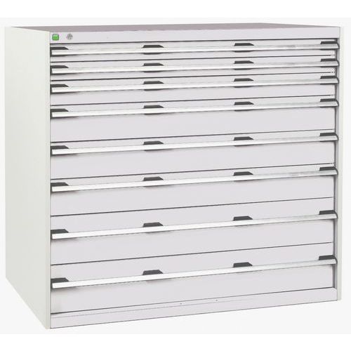 Dílenská zásuvková skříň Bott Cubio, 120 x 130 x 75 cm, 8 zásuvek, šedá-šedá