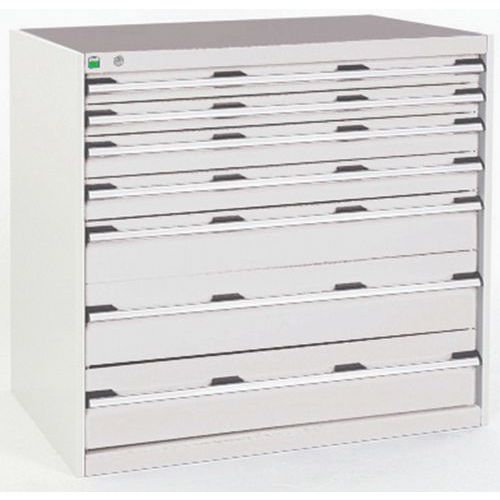 Dílenská zásuvková skříň Bott Cubio, 100 x 105 x 65 cm, 7 zásuvek, šedá-šedá