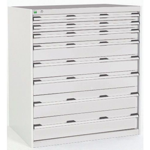 Dílenská zásuvková skříň Bott Cubio, 120 x 105 x 65 cm, 8 zásuvek, šedá-šedá