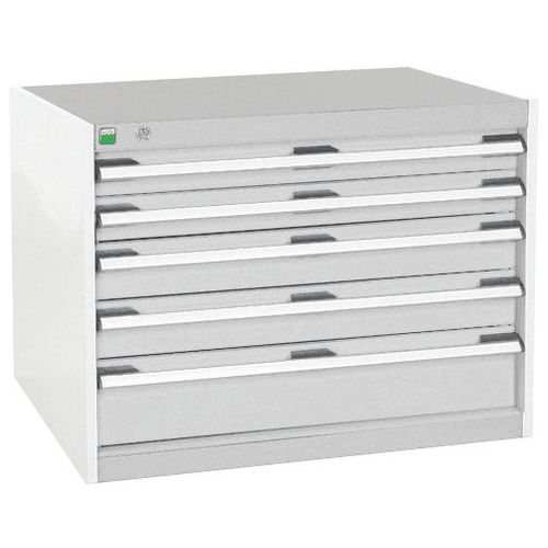 Dílenská zásuvková skříň Bott Cubio, 60 x 80 x 65 cm, 5 zásuvek, šedá-šedá