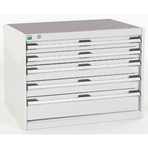 Dílenská zásuvková skříň Bott Cubio, 60 x 80 x 52,5 cm, 5 zásuvek, šedá-šedá