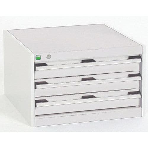 Dílenská zásuvková skříň Bott Cubio, 40 x 65 x 75 cm, 3 zásuvky, šedá-šedá