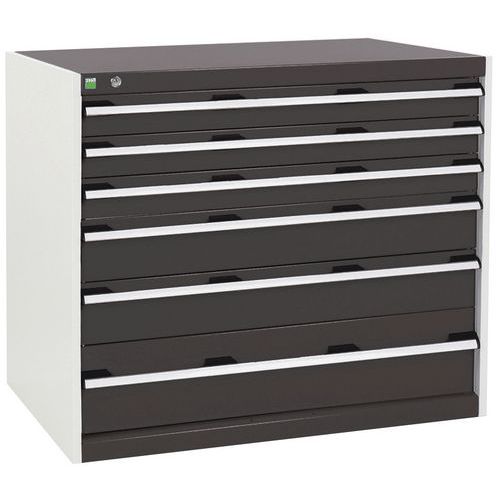 Dílenská zásuvková skříň Bott Cubio, 90 x 105 x 65 cm, 6 zásuvek, šedá-antracit