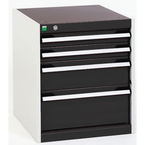 Dílenská zásuvková skříň Bott Cubio, 60 x 52,5 x 65 cm, 4 zásuvky, šedá-antracit