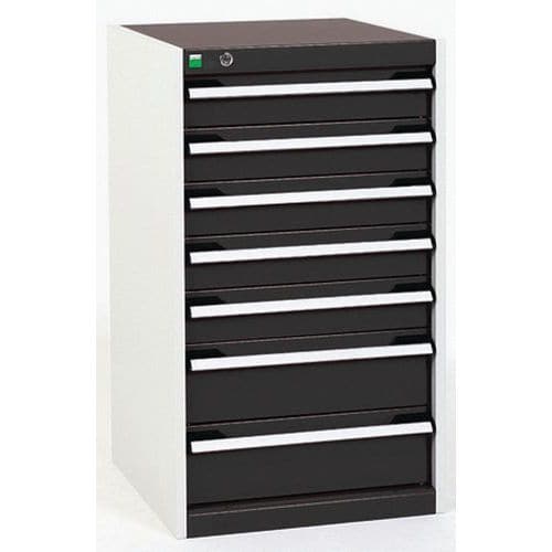 Dílenská zásuvková skříň Bott Cubio, 90 x 52,5 x 65 cm, 7 zásuvek, šedá-antracit