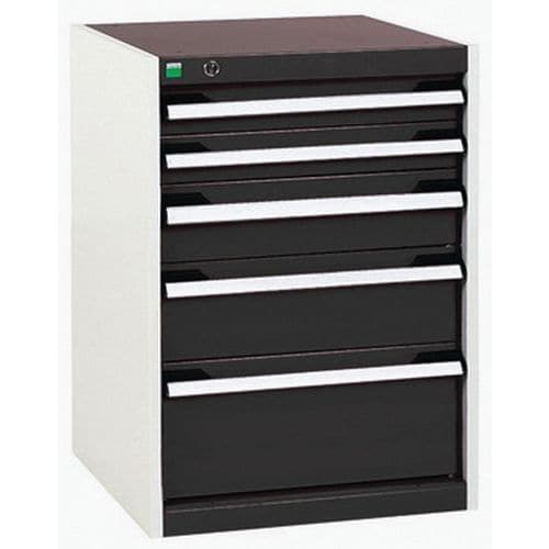 Dílenská zásuvková skříň Bott Cubio, 60 x 52,5 x 65 cm, 5 zásuvek, šedá-antracit