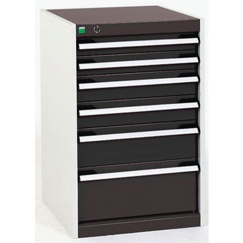 Dílenská zásuvková skříň Bott Cubio, 80 x 52,5 x 52,5 cm, 6 zásuvek, šedá-antracit