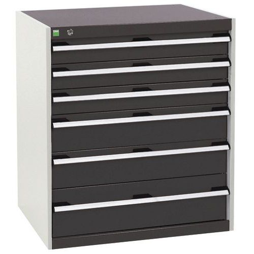 Dílenská zásuvková skříň Bott Cubio, 90 x 80 x 52,5 cm, 6 zásuvek, šedá-antracit