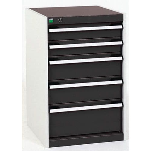 Dílenská zásuvková skříň Bott Cubio, 80 x 52,5 x 65 cm, 5 zásuvek, šedá-antracit