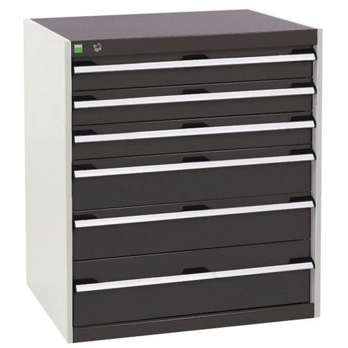 Dílenská zásuvková skříň Bott Cubio, 90 x 80 x 65 cm, 6 zásuvek, šedá-antracit