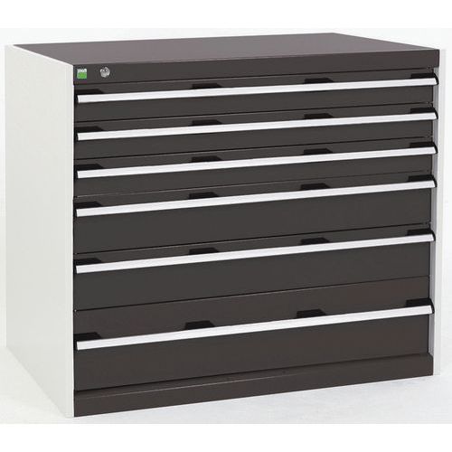 Dílenská zásuvková skříň Bott Cubio, 90 x 105 x 75 cm, 6 zásuvek, šedá-antracit